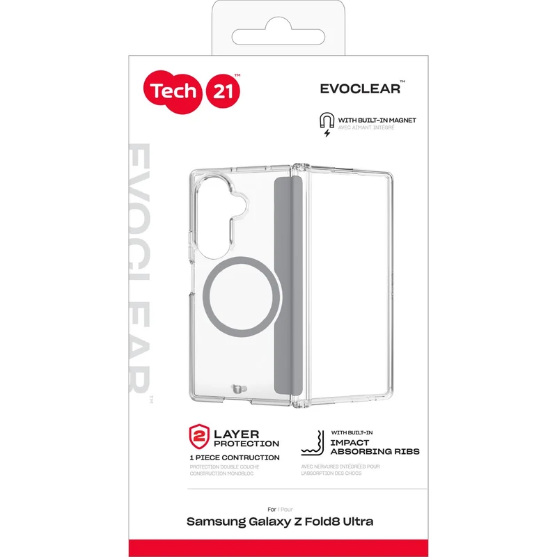 Tech21 EvoClear Case with Magnet for Galaxy Z Fold8 Ultra (Clear)