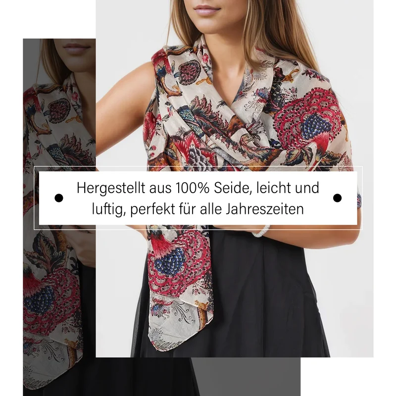 Bedruckter Seidenschal, Größe: 50 x 170 cm