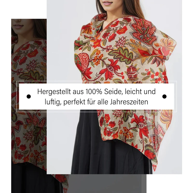 Bedruckter Seidenschal, Größe: 50 x 170 cm