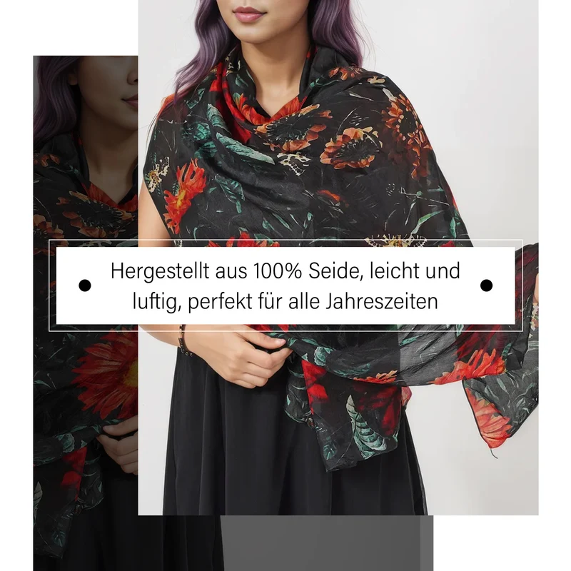 Bedruckter Seidenschal, Größe: 50 x 170 cm