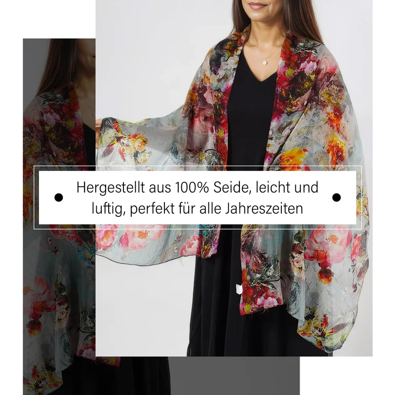 Bedruckter Seidenschal, Größe: 50 x 170 cm