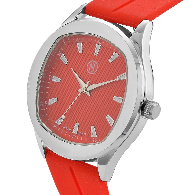 STRADA - Uhr mit japanischem Uhrwerk, silbernem Gehäuse und schwarzem Silikonarmband
