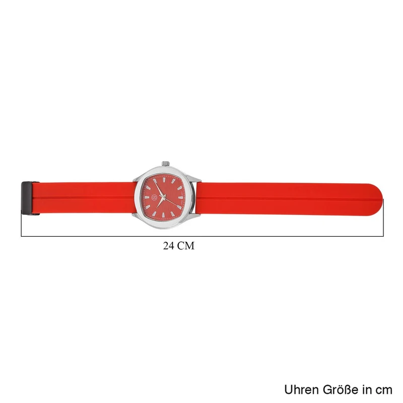 STRADA - Uhr mit japanischem Uhrwerk, silbernem Gehäuse und schwarzem Silikonarmband