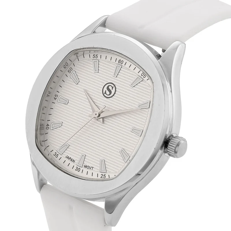 STRADA - Uhr mit japanischem Uhrwerk, silbernem Gehäuse und schwarzem Silikonarmband