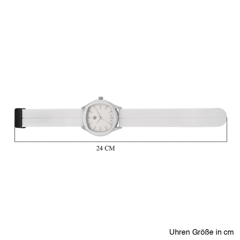 STRADA - Uhr mit japanischem Uhrwerk, silbernem Gehäuse und schwarzem Silikonarmband