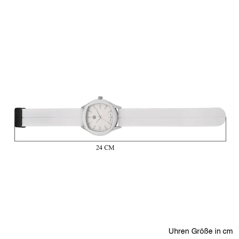 STRADA - Uhr mit japanischem Uhrwerk, silbernem Gehäuse und schwarzem Silikonarmband