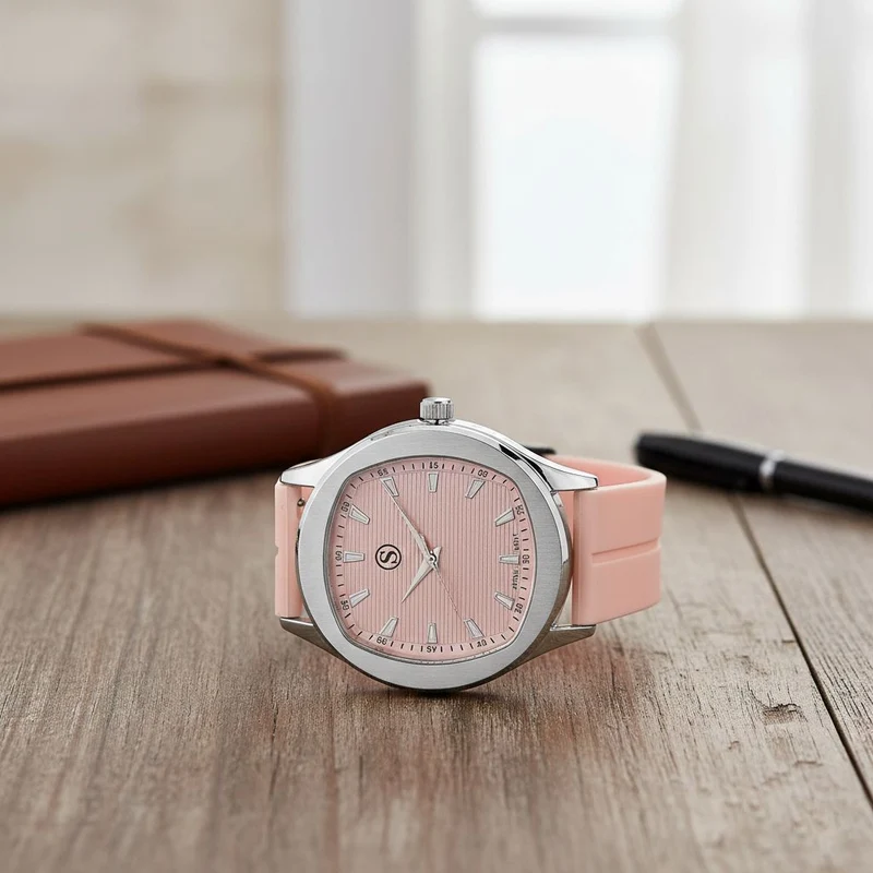 STRADA - Uhr mit japanischem Uhrwerk, silbernem Gehäuse und schwarzem Silikonarmband