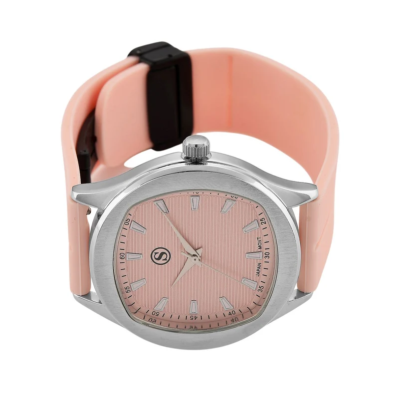 STRADA - Uhr mit japanischem Uhrwerk, silbernem Gehäuse und schwarzem Silikonarmband