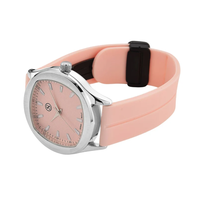 STRADA - Uhr mit japanischem Uhrwerk, silbernem Gehäuse und schwarzem Silikonarmband