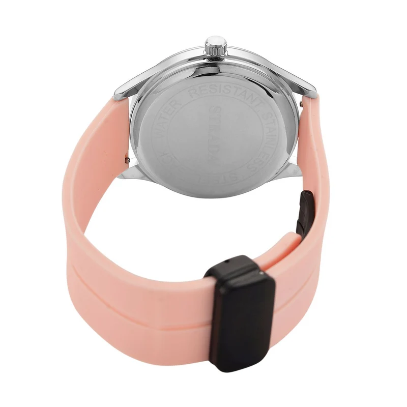 STRADA - Uhr mit japanischem Uhrwerk, silbernem Gehäuse und schwarzem Silikonarmband