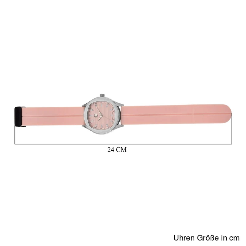 STRADA - Uhr mit japanischem Uhrwerk, silbernem Gehäuse und schwarzem Silikonarmband