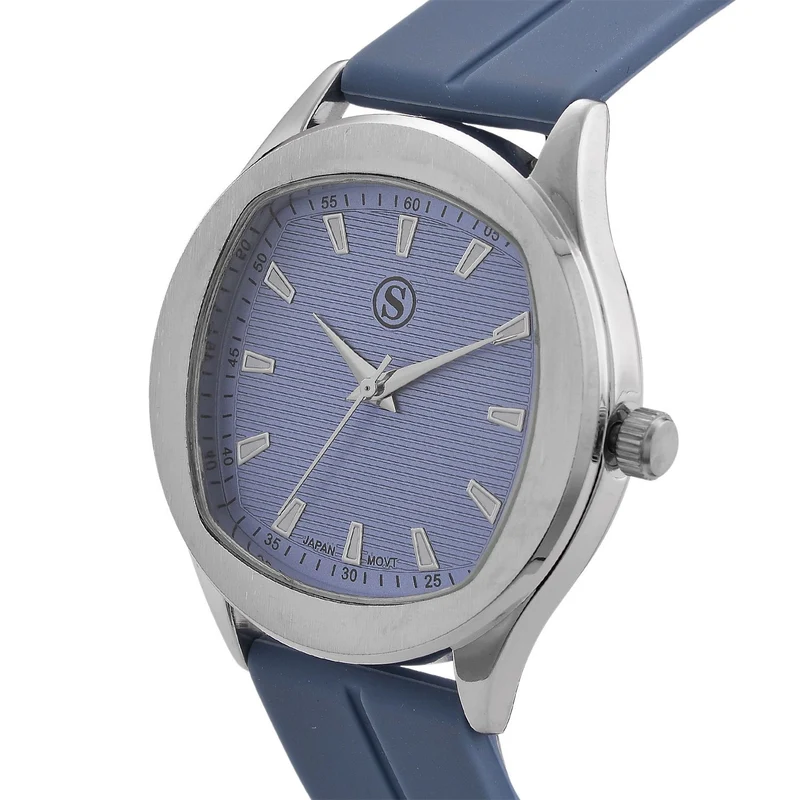 STRADA - Uhr mit japanischem Uhrwerk, silbernem Gehäuse und schwarzem Silikonarmband