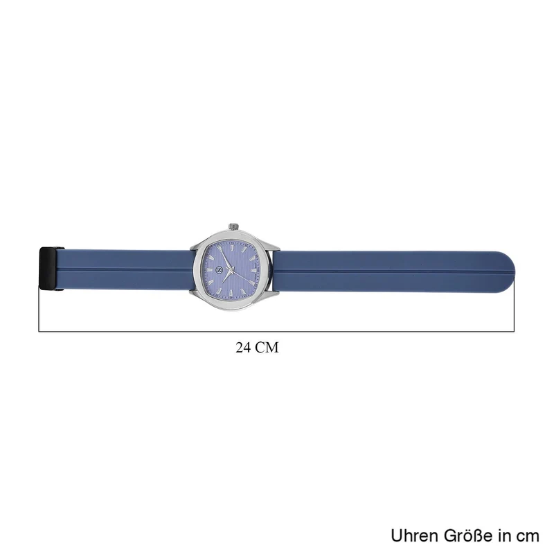 STRADA - Uhr mit japanischem Uhrwerk, silbernem Gehäuse und schwarzem Silikonarmband